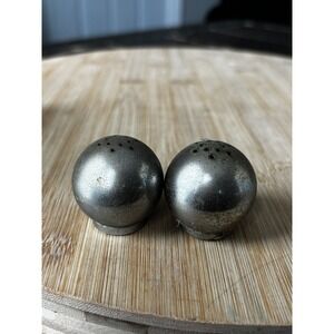 VINTAGE SPHERE Chase? Russel Wright?Chrome Salt Pepper Shakers STAR SHAPED HOLES